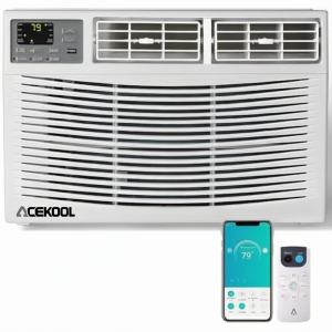 ACEKOOL 12000 BTU Window AC Unit - 115V Wi-Fi Enabled Air Conditioner for 550 Sq.Ft Rooms Fast Cooling Window Mounted with Remote Perfect for Apartments, Living Room Office