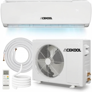 ACEKOOL 12000 BTU 115V Ductless Mini Split AC Heat Pump for Apartment/Room, 19 SEER 42dB Ultra-Quiet Inverter System, 3-in-1 Cooling Heating Dehumidifier, 10ft Line Set Ready to Use (Plug and Play)