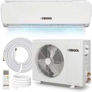 ACEKOOL 12000 BTU 115V Ductless Mini Split AC Heat Pump for Apartment/Room, 19 SEER 42dB Ultra-Quiet Inverter System, 3-in-1 Cooling Heating Dehumidifier, 10ft Line Set Ready to Use (Plug and Play)