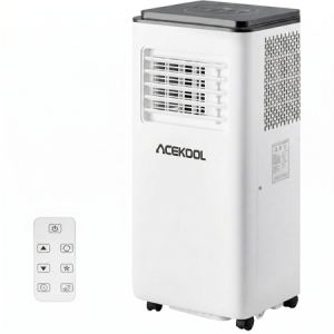 ACEKOOL Portable Air Conditioners 8000 BTU, Energy Efficient AC Unit with Remote Control, 24H Timer, Quiet Operation for Bedroom, Office, Dorm Rooms Up to 350 Sq. Ft, Black & White