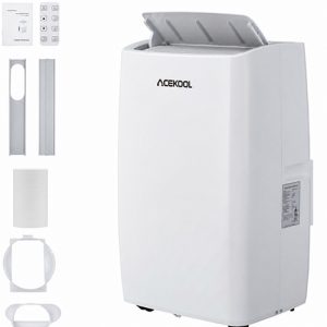ACEKOOL 12000 BTU Portable Air Conditioner, 3-In-1 Cooling, Dehumidifier Fan for Rooms Up to 450 Sq. Ft. Digital Display, Remote Control, and Smart Sleep Mode