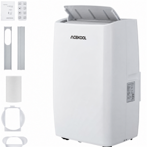 ACEKOOL 12000 BTU Portable Air Conditioner, 3-In-1 Cooling, Dehumidifier Fan for Rooms Up to 450 Sq. Ft. Digital Display, Remote Control, and Smart Sleep Mode