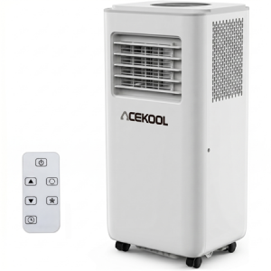ACEKOOL Portable Air Conditioners, 8000 BTU Portable AC for Rooms Up to 350 Sq.Ft. 3-In-1 Unit with Quick Cooling, Dehumidifying, 3-Speed Fan, 24H Timer/Remote Control/Ultra Quiet, White & Black