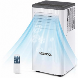 ACEKOOL 8,000 BTU Portable Air Conditioner, Smart Control, Cools up to 420 Sq. Ft., with Dehumidifier & Fan mode, Easy- to-use Remote Control for Bedroom/Dorms/Indoor Rooms, White