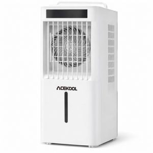 ACEKOOL White Portable Air Conditioner Fan, Evaporative Air Cooler with Remote Control, 3 Fan Speeds, 1600ml Water Tank, 2/4/8 Hour Timer, Adjustable Airflow, for Bedroom Office Desk