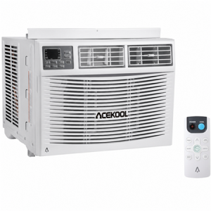 ACEKOOL 10,000 BTU Window AC Unit, 115V Cools 450 Sq.Ft Spaces, Remote Control with 3 Speeds & Auto Restart, for Bedroom and Living Room, White
