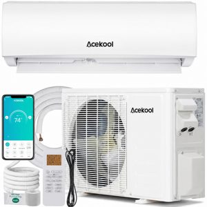 ACEKOOL 9000 BTU Mini Split Air Conditioner & Heater, 20 SEER2 Inverter, WiFi & Alexa Enabled, 230V Ductless AC with Heat Pump, Ultra-Quiet, Pre-Charged Condenser, Cools & Heats Up to 450 Sq.ft.