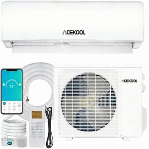 ACEKOOL 17000 BTU Inverter Mini Split AC & Heat Pump, WiFi Enabled, 230V Ductless Wall-Mount System, Energy Efficient, Ultra-Quiet, R32, Cools/Heats Up to 1250 Sq.ft, Installation Kit Included