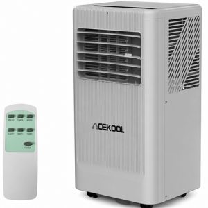 ACEKOOL 8000 BTU Portable Air Conditioner - Portable AC Unit for Bedroom up to 350 Sq. Ft, Cooling, Fan & Dehumidifier, Floor Standing Air Conditioner, 24H Timer, Window Kit Included, Black&Grey Top Cover