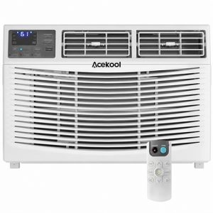 ACEKOOL 8000 BTU Window Air Conditioner, Cools Up to 350 Sq.ft., 24H Timer, Sleep Mode, Water Self Evaporation, Auto Restart, 3 Cooling & Fan Speeds, Window AC Unit for Bedroom, Office