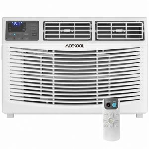 ACEKOOL 8000 BTU Window Air Conditioner, Cools Up to 350 Sq.ft., 24H Timer, Sleep Mode, Water Self Evaporation, Auto Restart, 3 Cooling & Fan Speeds, Window AC Unit for Bedroom, Office