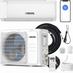 ACEKOOL 12,000 BTU Mini Split Air Conditioners, AC/Heating System, 21 SEER2, Quiet Operation, 230V WIFI Enabled Energy Efficient Mini Split Unit, Heat Pump & Installation Kits for Rooms Up to 750 Sq.ft