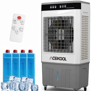 ACEKOOL Evaporative Air Cooler with Remote & Timer, 3500 CFM Portable Swamp Cooler Fan with 11.6 Gal Water Tank, 3 Speeds, 120Â° Oscillation, Blows Cold Air for Home Office Workshop Garage