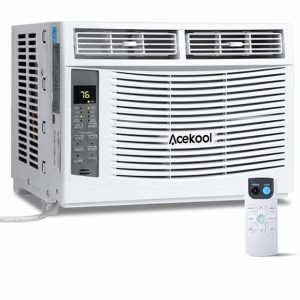 ACEKOOL Window Air Conditioner 6000 BTU, Window AC Unit Cools Up to 3 75 Square Feet, Window AC Unit with Remote Control, 3 Cooling Speeds, Quiet Operation, White