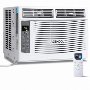 ACEKOOL Window Air Conditioner 6000 BTU, Window AC Unit Cools Up to 3 75 Square Feet, Window AC Unit with Remote Control, 3 Cooling Speeds, Quiet Operation, White