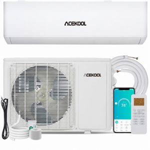 ACEKOOL 9000 BTU Mini Split Air Conditioner Heat Pump, 24 SEER2 Ductless Inverter AC Unit with Wifi Control, Copper Line Set Included, Cooling for Rooms up to 450 Sq.Ft, 208/230V