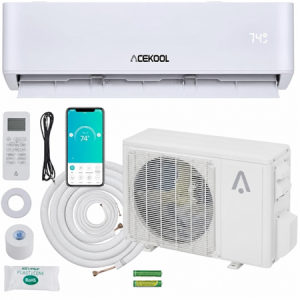 ACEKOOL 12000 BTU Mini Split Air Conditioner, Mini Split AC/Heating System, Wi-Fi Air Conditioner Inverter Heat Pump with Pre-Charged, 19 SEER2 115V, Split AC Cools Up to 750 Sq. Ft, w/Installation Kit