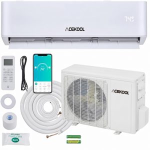 ACEKOOL 12000 BTU Mini Split Air Conditioner, Mini Split AC/Heating System, Wi-Fi Air Conditioner Inverter Heat Pump with Pre-Charged, 19 SEER2 115V, Split AC Cools Up to 750 Sq. Ft, w/Installation Kit