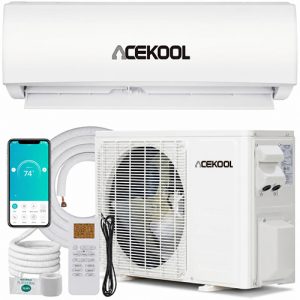 ACEKOOL 12000 BTU Mini Split Air Conditioner & Heater Compatible with Alexa with 1 Ton Pre-Charged Heat Pump Ductless Inverter System, 20 SEER2, Cools Rooms Up to 750 Sq. Ft, 16.4ft installation kit included