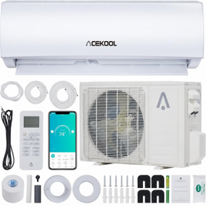 ACEKOOL 21Seer2 Split Air Conditioner, 24,000 Btus Mini Split Ac/Heating System, Inverter Ductless Air Conditioner w/Alexa, Heat Pump & Installation Kit, Wall Mounted Ac Unit Cools Room Up to 1500 Sq.Ft, 230V