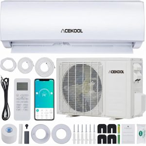 ACEKOOL 21Seer2 Split Air Conditioner, 24,000 Btus Mini Split Ac/Heating System, Inverter Ductless Air Conditioner w/Alexa, Heat Pump & Installation Kit, Wall Mounted Ac Unit Cools Room Up to 1500 Sq.Ft, 230V