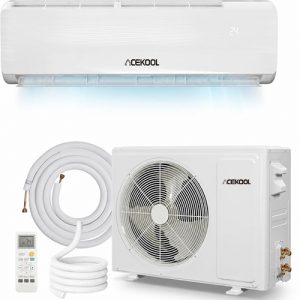 ACEKOOL 18000 BTU 19 SEER2 Mini Split AC Air Conditioner Heat Pump Inverter, 230V Ductless System, Cools Heats 1250 Sq.Ft, R32 Series with Installation Kits, White