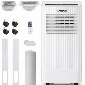 ACEKOOL 10,000 BTU Portable Air Conditioners, 4-in-1 Cool, Fan, Dehumidifier, Sleep, Covers Up to 450 Sq.Ft, 24H Timer, Remote, Easy Install for Bedroom, Living Room, Basement, Workspace