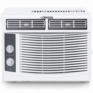 ACEKOOL 5,000 BTU Window Air Conditioner - Cool up to 150 Sq. Ft. with Easy-to-Use Mechanical Controls and Reusable Filter, Perfect for Small Bedroom, Living Room, Home Office, White