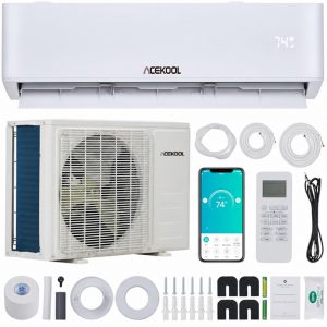 ACEKOOL Split Air Conditioner 12,000 BTU, Split AC/Heating System 23 SEER Split-System Air Conditioner Inverter Cools Up to 750 Sq. Ft., Wall Mount Ductless Mini Split A/C Unit with Installation Kit