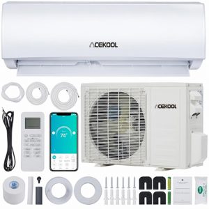 ACEKOOL 9,000 Btus Mini Split AC, 19 SEER2 Wall Mounted AC with Heat Pump & Installation Kits, Ductless Inverter Split-System Air Conditioners Cools up to 450 Sq.Ft, WIFI and Remote Control, 115V