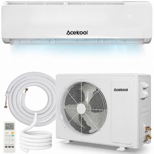 ACEKOOL 9000 BTU Mini Split Air Conditioner - 19 SEER2 Ductless Inverter AC with 115V, Cools Up to 450 Sq. Ft, Built-in Heat Pump System, White