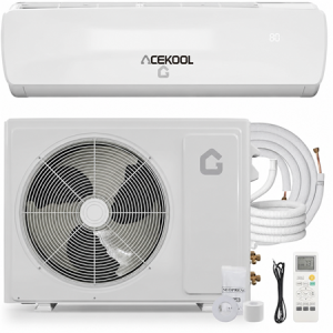 ACEKOOL 19 SEER2 Ultra-Quiet Mini Split AC | 9000 BTU 3-in-1 Cooling/Heating/Dehumidifier | 230V Inverter Heat Pump | 42dB Whisper Operation | 10ft Line Set | White Modern Design
