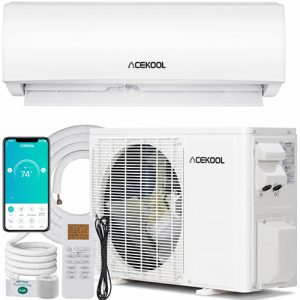 ACEKOOL 9000 BTU Mini Split Air Conditioner & Heater, 20 SEER2 Inverter, WiFi & Alexa Enabled, 230V Ductless AC with Heat Pump, Ultra-Quiet, Pre-Charged Condenser, Cools & Heats Up to 450 Sq.ft.